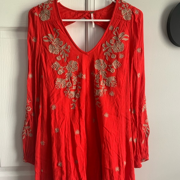 LONG SLEEVE CORAL FREE PEOPLE MINI DRESS - Picture 3 of 4